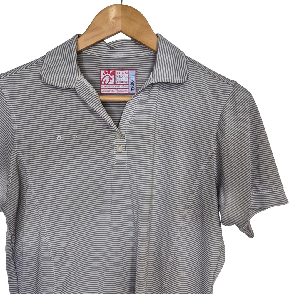 Oobe Chick-fil-A Polo Shirt Women Small Gray Striped Hydrochill Workwear CFA